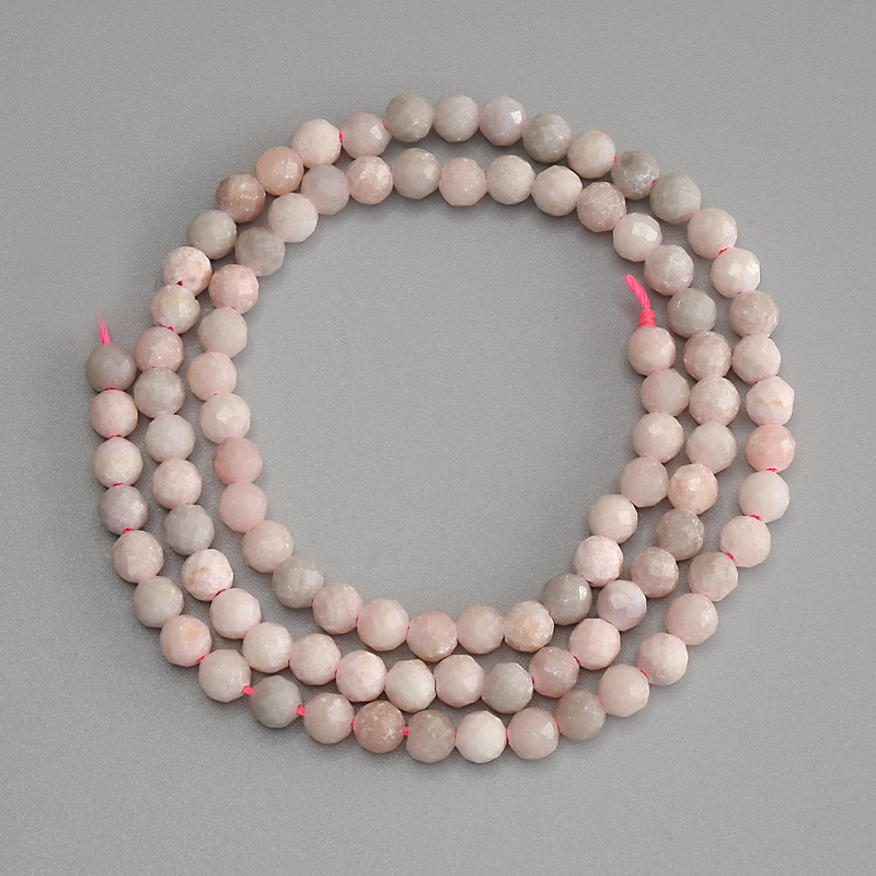 Rose Opal Faceted Round Beads 4mm+ on Thread, 38cm+ Length