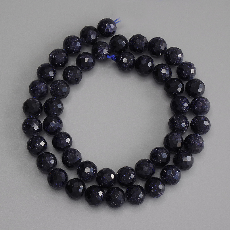 Synthetic stone beads Blue aventurine sand-cut ball 8mm+ on a thread, length 37cm+