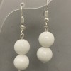 White Agate Earrings, smooth bead, diameter 10mm±, length 40mm±