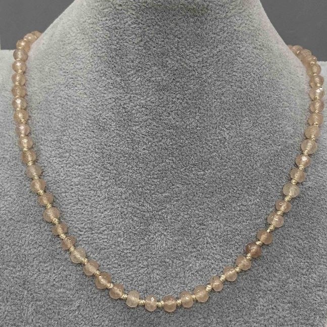 Necklace with synthetic Selenite, faceted rondelles 6x4 mm, length 50 cm +