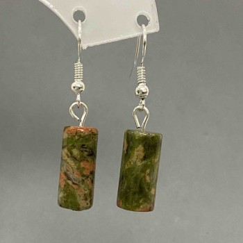 Unakit Earrings (Hepilolite) Cylinder, diameter 8x17mm, length 38mm+