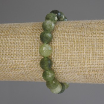 Bracelet Jadeite Faceted Bead, 10mm diameter ±, length 18cm (stretch)