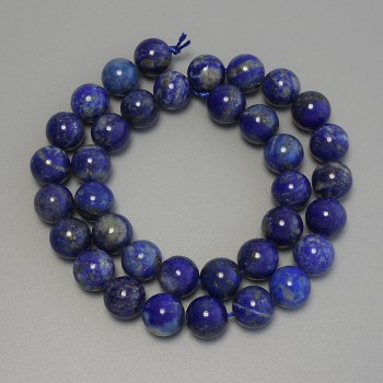 Lapis Lazuli Beads - Smooth Round 10.5 mm on Thread, Length 38 cm+