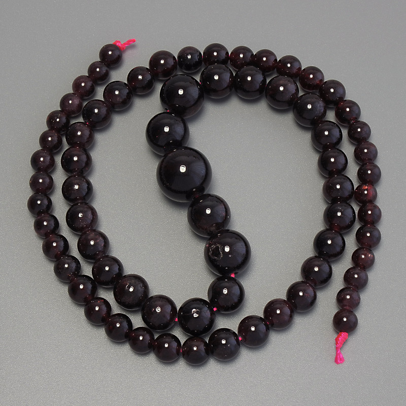 Garnet Beads Blanks for Enlargement Smooth Sphere, diameter 5-11.5 mm, length 41 cm +/-