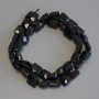 Black Tourmaline Beads, faceted square, diameter 10.5–11×10.5–11 mm, on thread about 40 cm, with natural inclusions