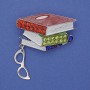 Brooch 'Books with Glasses' with colored enamel and crystals, silver metal 45x28x48mm+
