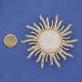 Magnetic Brooch Sun Mother-of-P pearl with White Crystals on Gold Metal 47mm+
