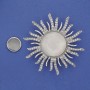 Magnetic Brooch Pearl Sun White Crystals Silver Metal 47mm+