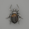 Brooch Pendant Beetle Tiger's Eye 44x37mm± Silver Metal