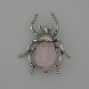 Brooch Pendant Beetle Pink Quartz 44x37mm+- silver metal