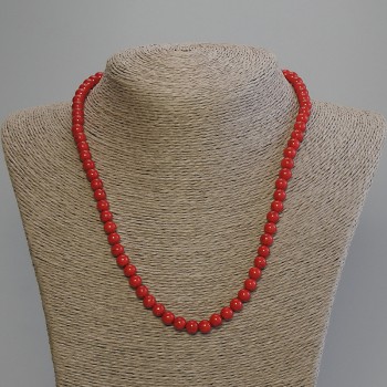 Coral Bead Necklace Smooth Round 6mm +-, length 50cm+