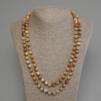 Long Onyx Necklace with Smooth Round Beads 8.5 mm +-, length 120 cm+