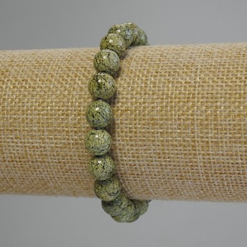 Serpentine Bead Stretch Bracelet with Smooth 8mm Round Beads, 18cm length ±