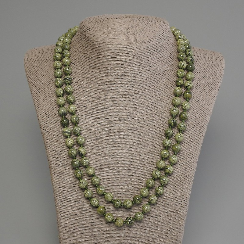 Serpentine Bead Necklace (Snake) Long Smooth Round Beads 8mm ±, Length 120 cm+
