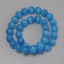 Cat's Eye Beads Blue Synthetic Stone Smooth Round Bead, diameter 11.5mm± on fishing line, length 37cm+