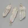 Rock Crystal Pendant in Gold-plated Filigree, Assorted Sizes 17-20x54-63mm+-, Gold Metal