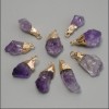 Unpolished Amethyst Pendant assortment sizes 8-11×17-21mm+- golden metal