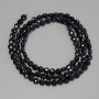 Black Tourmaline Beads, Faceted Coin Shape, 4mm diameter ± on a thread, 39cm length +