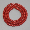Red Coral Rondelle Beads 5x3.5 mm, donut shape, on thread, 40 cm length
