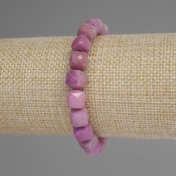 Bracelet Phosphosiderite Faceted Cube, 9mm diameter +/-, 18cm length +/- stretch