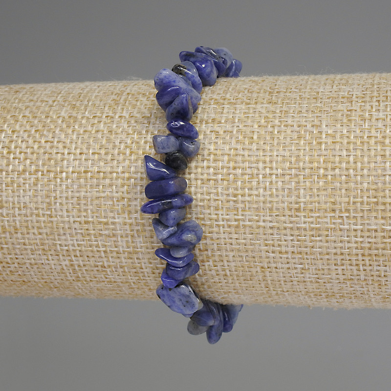 Sodalite Chip Bracelet, 5-12×3 mm fragments, 18 cm adjustable stretch