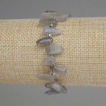 Bracelet Labradorite Faceted Bead Butterfly, diameter 10-18x5-6mm+-, seed beads 3mm+-, length 18cm+- stretch