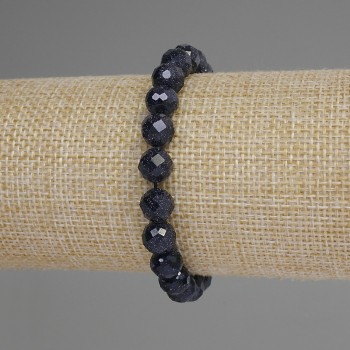 Aventurine Bracelet 'Night of Cairo' Faceted Bead, 8mm diameter, length 7.1in (18 cm) ± stretch