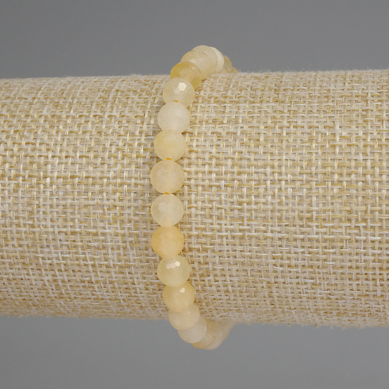 Bracelet Citrine Faceted Bead, 6mm diameter, 18cm length, stretch