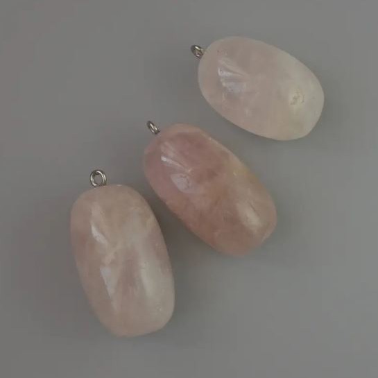 Pendant Pink Quartz Natural Stone, 35×17mm diameter+