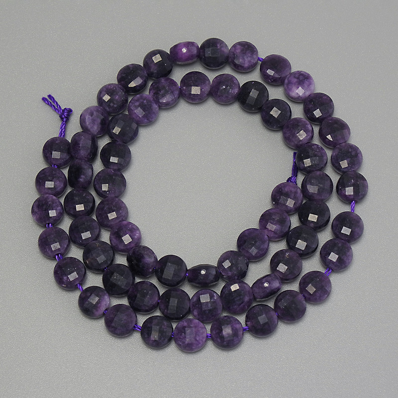 Sugilite Beads Faceted Coin 6.5 mm, 38 cm on a Thread