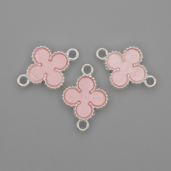 Claddagh Connector pink color with silver finish 20x14mm+- pack of 3