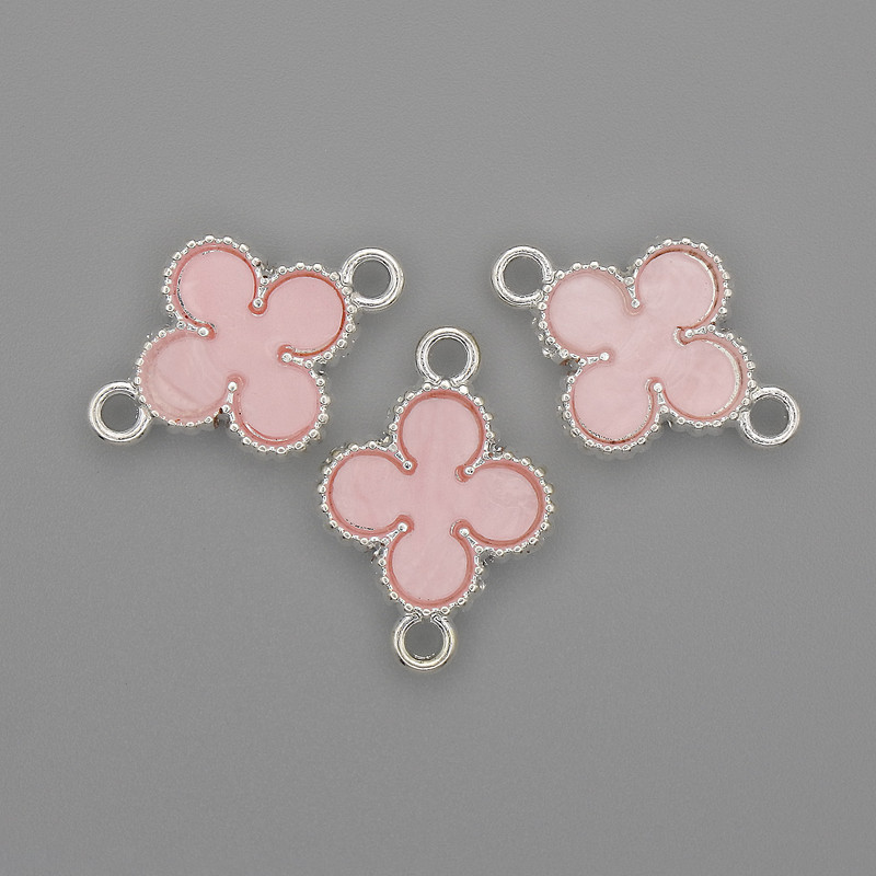 Claddagh Connector pink color with silver finish 20x14mm+- pack of 3