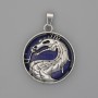 Pendant Dragon in a Circle with Lapis Lazuli, diameter 28mm±, length 38mm±, silver-metal