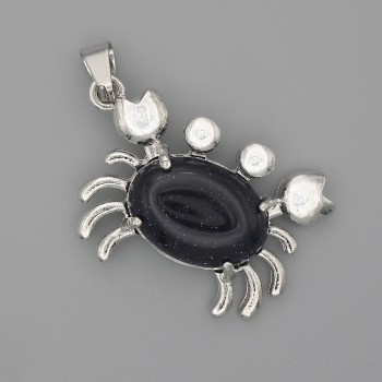 Crab Pendant Aventurine Night of Cairo 40×22mm± Silver Metal