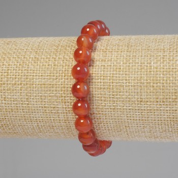 Carnelian Bead Bracelet Smooth Round Beads, 8mm diameter, 18cm length, stretch
