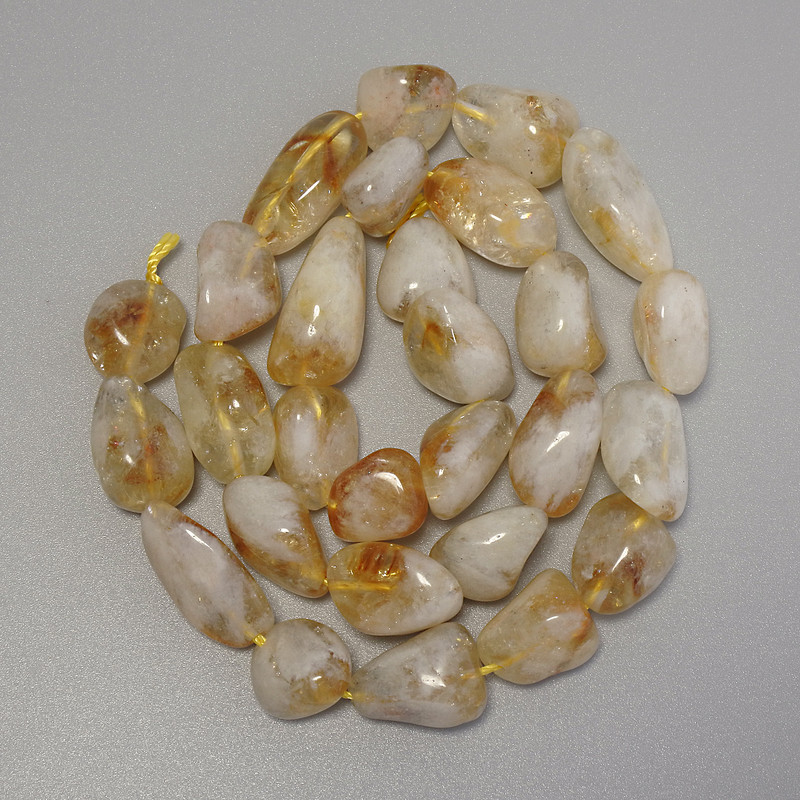 Citrine Beads - Tumble Beads, diameter 14-16×11 mm ± on thread, length 40 cm +