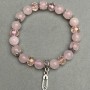 Bracelet Pink Quartz Bead, 8mm± Jump Ring Czech Crystal Rondelle 8×6 mm with metal inserts, length 18cm± stretch