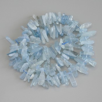 Aquamarine Beads chip, diameter 10-15×2-4mm± on a thread, length 42cm+