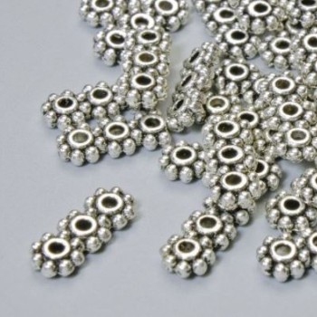 Pendant spacer for 3-strand necklace, diameter 15×6, 5mm+-, hole diameter 2mm, silver-tone metal, 22 pcs+