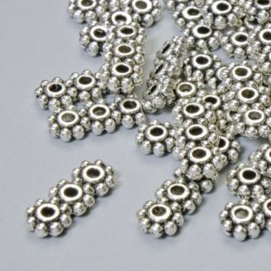 Pendant spacer for 3-strand necklace, diameter 15×6, 5mm+-, hole diameter 2mm, silver-tone metal, 22 pcs+