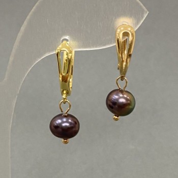 Earrings River Pearls Peacock Black, 8mm ±, length 25mm ±