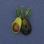 Avocado Colorful Enamel Brooch Pendant in Gold-Tone Metal 39x27mm