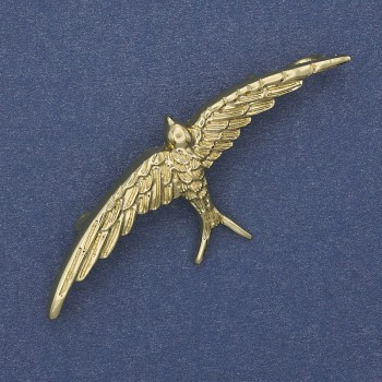Brooch 'Bird' in golden metal 62x25mm+