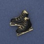 Brooch-Pendant Skates Black Enamel Gold-Tone Metal 23x32mm+