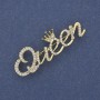 Brooch Accent "Queen" rhinestones golden metal 48x16mm+