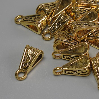 Pendant bail in gold color, 15×7 mm ± hole diameter 2.7 mm ± packaging 20 g (~18 pcs)