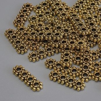 Row Spacer Bead, gold color metal, size 16×5×2 mm±, hole 2 mm±, packaging 20 g (~36 pcs)