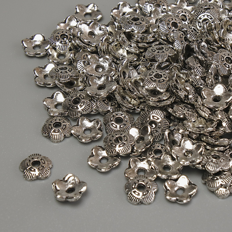 Cap cap for bead jewelry cap, metal color silver, diameter 6x1mm± hole, diameter 1mm± packaging 20g (~148 pcs)