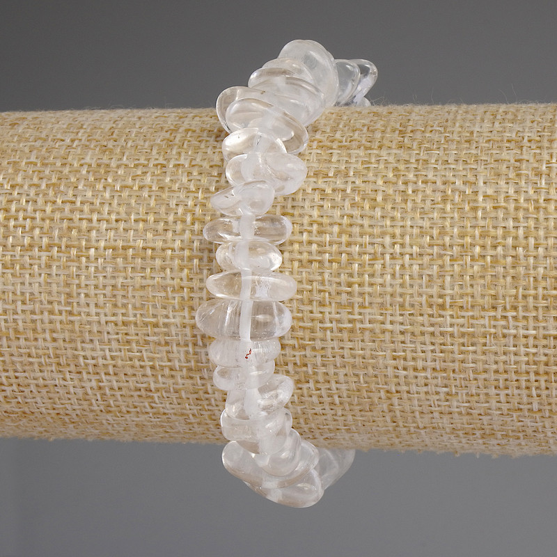 Bracelet Mountain Crystal Faceted, diameter 10-14×3-7mm +-, length 18cm +-, stretch