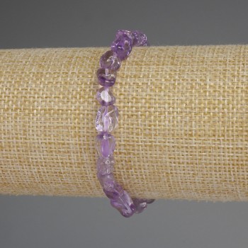 Amethyst Bead Faceted Bracelet, 8×6 mm, stretchy, 18 cm